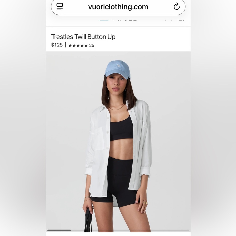 NWT Vuori Trestles Twill Button up, White, Large